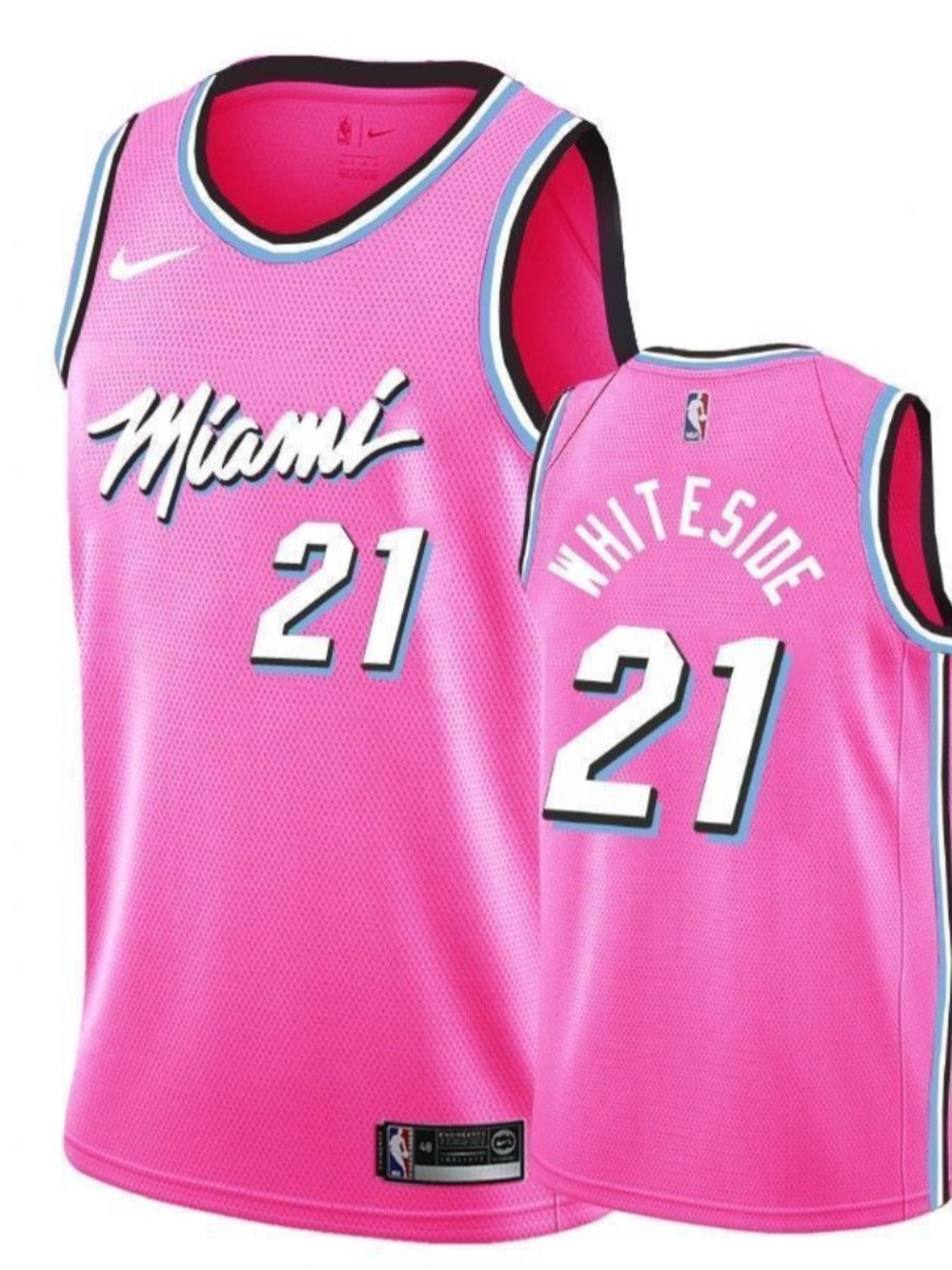 Nike Pink Miami Heat #21 Whiteside Basketball Jersey